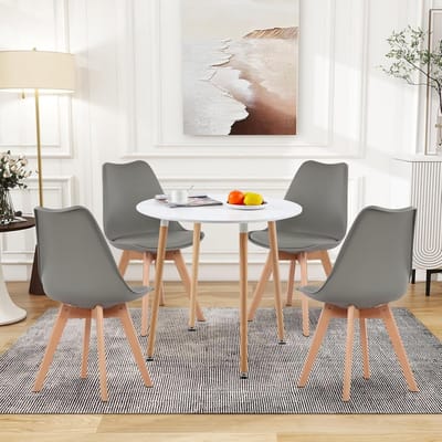 Ronde eettafel met 4 stoelen - 90 cm keukentafel set voor woonkamer en keuken