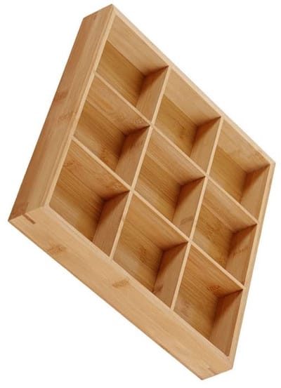 Dailygoods- Houten Dienblad Met Meerdere Compartimenten - Fijn Gepolijst - Veilig Gebruik - Natuurlijke Houten Textuur - Handvat - Geschikt Voor Restaurant - Serveerblad