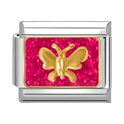 Quiges - Schakel - Bedel - 9mm - charms - Gouden vlinder - Geschikt voor - armband - Schakelarmband - italy bedels armband