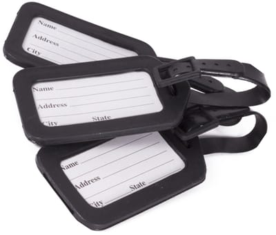 3x bagagelabel - Kofferlabel - Kunststof - Zwart - Reislabel - Luggage tag - Suitcase tag - Bagage label - Koffer accessoire - Naamlabel - Reisaccessoire - Jonyx