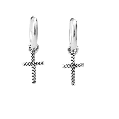 WeLoveSilver - oorringen - chirurgisch staal - kruisje - 33 mm