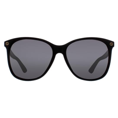 Gucci Dames GG0024S-001 Ronde Zwarte Zonnebril met Grijze Glazen zwart