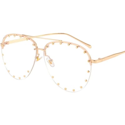 Vintage Mode Oversized Piloten Zonnebril dames Heren Luxe Designer Reis Grote Heldere Metalen Klinknagel Zonnebril Voor Vrouwelijke as the picture