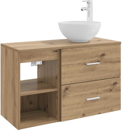vidaXL - Badkamermeubel - Set - 2 - st - Artisanaal - eiken - Bewerkt - hout