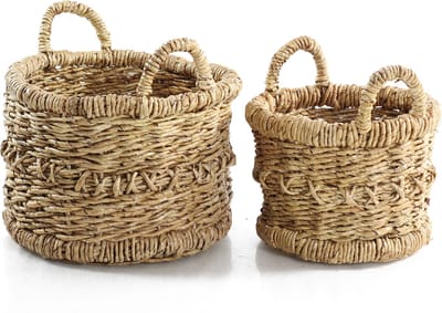 Canal Living - Laude manden - Set van 2 - 45 x 45 x 44 cm - Rotan - Decoratief met naturel look