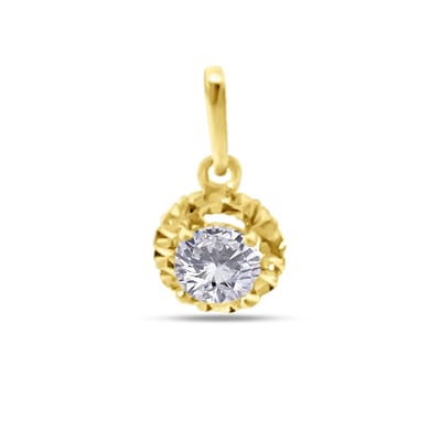 New Bling 9NBSAM-G230296 Gouden Hangertje met Zirkonia - 6,5mm Doorsnee - Zirkonia 4mm - 14 Karaat - Goud