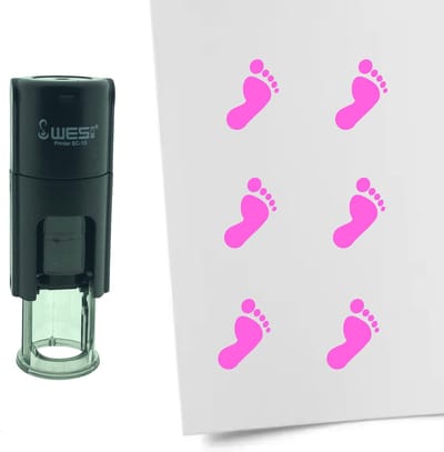 CombiCraft Stempel Voet 10mm rond - roze inkt