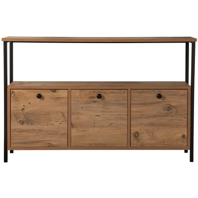 Asir - Dressoir - Atlantische den, zwart - 100% met melamine gecoat spaanplaat - 120 x 77 x 30 cm