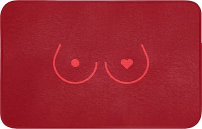 WC mat 80x50 cm - Antislip - Minimalistisch - Lijnillustratie - Rood - Toiletmat - Vloermat - Douchemat - Toilet tapijt - Toiletmatten