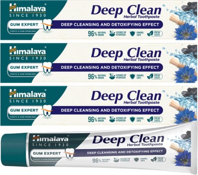 Himalaya Deep Clean Tandpasta - 3 x 75 ml - Tandpasta Zonder Fluoride - Plant Enzyme Technology - Dieptereiniging en Detox Voor Glanzende Tanden - Tandpasta Voordeelverpakking - Toothpaste