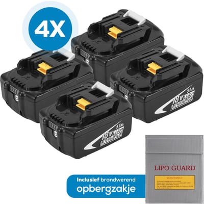 4x 18V 5.5Ah Li-Ion Accu geschikt voor Makita - Compatibel met BL1830B, BL1840B, BL1850B en BL1860B - Makita Batterij met LED-indicator -Boormachine - 18V 5500 mAh
