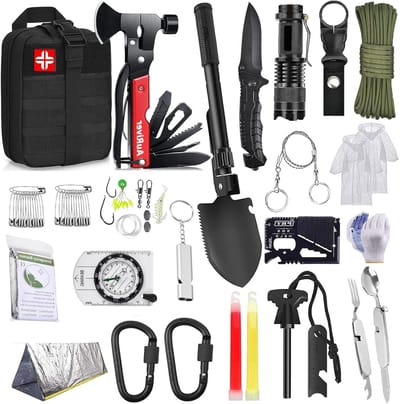 Multifunctionele overlevingsset met hamerabijl voor noodsituaties, ideaal voor reizen, wandelen en kamperen in de bergen
