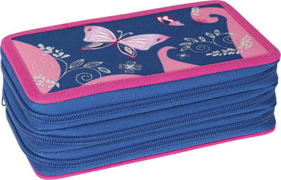 Eberhard Faber - schooletui gevuld - 36-delig - 3-laags - vlinders - blauw/roze - EF-577470