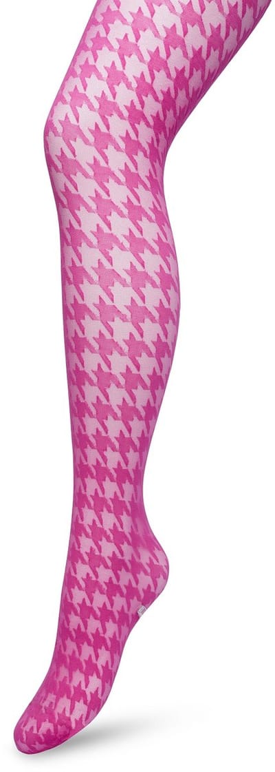 Bonnie Doon Houndstooth Panty 50 Denier Roze Dames maat S/M - Pied de Poule - Print - Gladde Naden - Maximaal Draagcomfort - Houndstooth Tights - Chique Panty - Feestelijk - Fel Roze - Rose Violet - BP221903.339