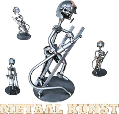 Brandweerman op ladder-metaal kunst-metaal beeld-brandweer-het best cadeau-uniek-verjaardag-sinterklas gift-geschenk