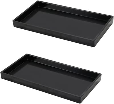 Decoratieve Badkamer- en Keukenopslag Tray, Siliconen Organiser voor Parfum en Cosmetica, Zwart Rectangular Design