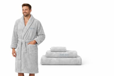 NAF NAF Handdoekenset 4-delig – 100% Katoen 500 g/m² – Zacht & Sterk Absorberend – Badkamer Set – GRIJS MAAT M/L