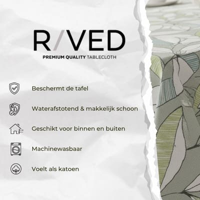 Raved Tafelzeil – 140 cm x 240 cm – Lichtgroene Bladeren – Groen – PVC – Afwasbaar