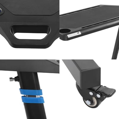 Verstelbaar Fietstrainer Bureau - Roltrainer Tafel - Indoor Sporten - Met Tablet Houder - 82-120 cm Hoog - Zwart