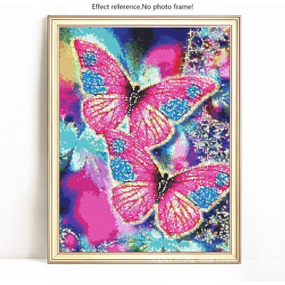 Mosaïque Diamant DIY Forage Rond Complet Animal Papillon Peinture Diamant Broderie 20X30 blue