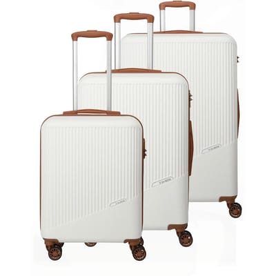 travelite Bali 4W Trolley L / M / S White / Cognac Wit 77cm