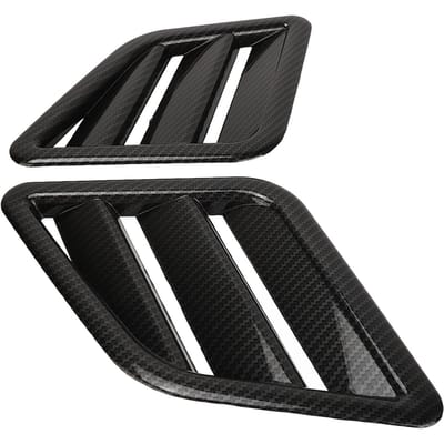 2 Pièces Couvercle d'Évent d'Air de Capot Moteur ABS Avant Supérieur Grille d'Évent d'Air de Capot Remplacement pour Ford Style Fibre de Carbone black