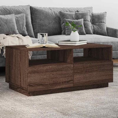 vidaXL - Salontafel - met - LED-verlichting - 90x49x40 - cm - bruin - eikenkleur