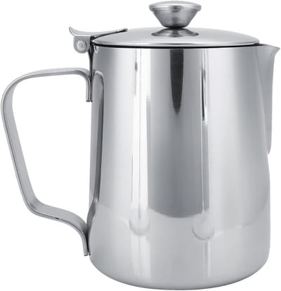RVS Melkopschuimer met Deksel voor Latte Art - Ideaal voor Koffie, Cappuccino en Espresso (350ml)