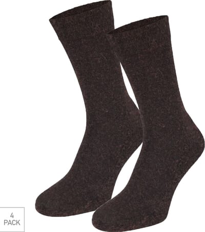 Boru Bamboo - 4-Pack - Sokken met Badstof Zool - Bamboe/Wol - Ademend - Heren / Dames - bruin - 35-38 - 2341