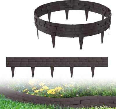Gazonrand Tuinpalissade - Bloembedrand Steenlook - Tuinranden Afscheiden - Eenvoudige Montage - 15 meter - Bruin