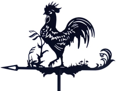 longziming -Haan Weervane - Vintage Windwijzer - Gemaakt Van Roestvrij Staal Met Uitstekende Weerbestendigheid En Realistische Hanenveren Vorm - 1 Stuk - Voor Tuin Daken En Paviljoens - Zwart