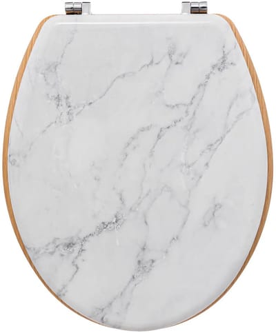 5Five Toiletbril Rome - wit marmer print - MDF hout - universeel - standaard wc bril