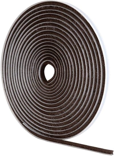 Zelfklevende Tochtstrip Borstelrubber 5 Meter - 5mm Breedte - Bruin