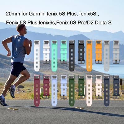 Sport Vervangende Horlogeband voor Garmin fenix 5S Plus, fenix5S, Fenix 5S Plus, fenix6s, Fenix 6S Pro D2 Delta S Band Amber yellow gray