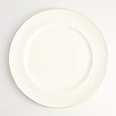 Tokyo Design Studio - Nippon White Gold Rim Bord - Stripe - Wit/Goud - 27 cm
