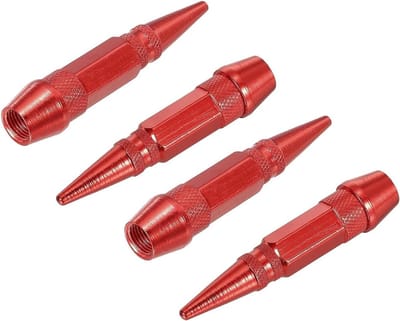 Puntige ventieldoppen voor autowielen, 60 mm, set van 4 - Rood, duurzaam en stijlvol