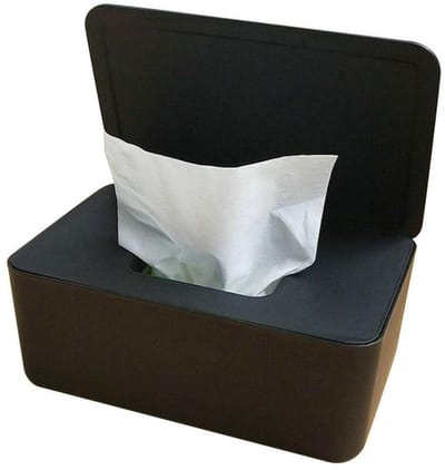 TOVBMUP Tissue Box - Doekjeshouder - Babybillen Funkybox - Doekjesverdeler - Billendoekjesdoos - Geschikt voor Zwitsal, Natte Doekjes, Vochtig Toiletpapier - Zwart