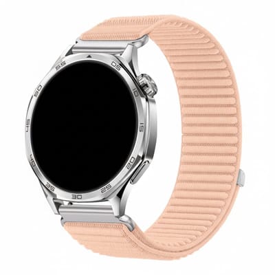 Nylon bandje - geschikt voor Garmin Vivoactive 4 / Venu 4 (45mm) / Venu 3 / 2 / Forerunner 255 / Forerunner 265 / 570 (47mm) en Polar Vantage M / M2 / V3 / Grit X (Pro) - ribbel - roze