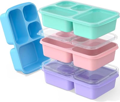 Snackdozen met vakken - Bento lunchboxen - Maaltijdvoorbereiding - Vierdelig veelkleurig - 500 ml - Veelkleurig