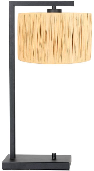 Tafellamp Stang 3716ZW zwart met naturel seagrass kap en kantelbare metalen voet - merk Steinhauer