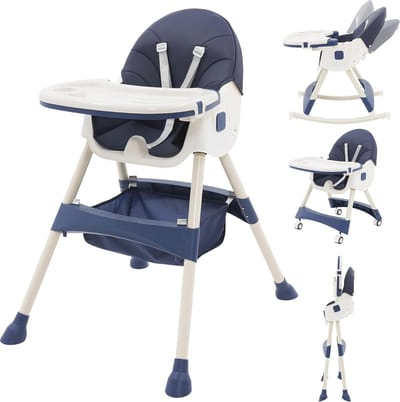 3-in-1 hoge kinderstoel met afneembaar dienblad en ligfunctie voor baby's