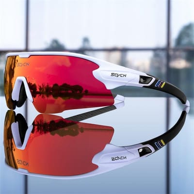 SCVCN Mountainbike Bril Sport Heren Zonnebril Fietsbril Outdoor MTB Weg Hardlopen Zonnebril UV400 Bescherming Bril Photochromic-2lens