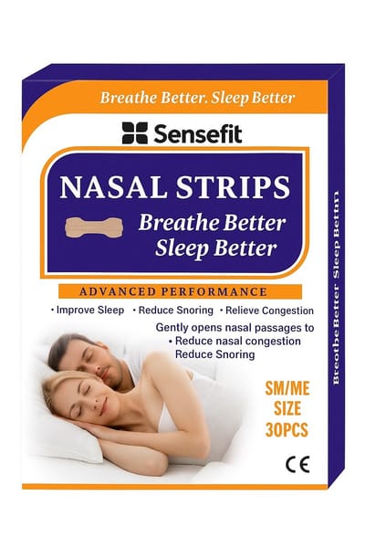 Sensefit - Anti Snurk - Neusstrips - Neusspreider - Anti Snurk Neuspleisters - Gevoelige Huid - mouth tape - neuspleisters - Goede Nachtrust - Huidvriendelijk - Ideaal bij Verkoudheid en Allergieën - breathe right - snurken - snurkpleisters