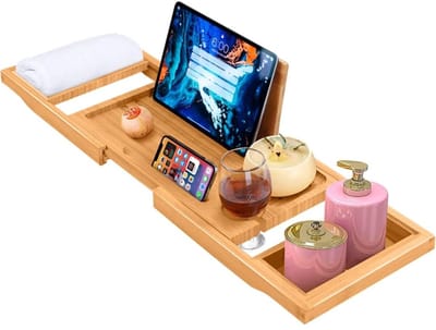 KAD® Badplank - Badplank Voor in Bad - Badrek - Lichtbruin - 104cm x 23cm x 3cm