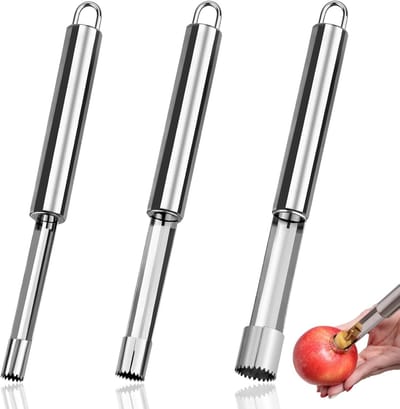 Appelontpitter Set - Keukenhulp Fruit - Snel Pitten Verwijderen - Vaatwasserbestendig - 3 Maten - Zilverkleurig
