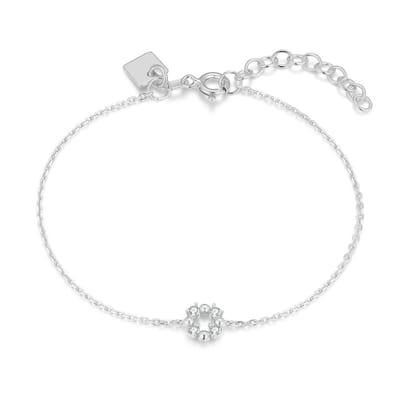 Twice As Nice Armband in zilver met cirkel en stenen Zilverkleurig 16cm+3cm