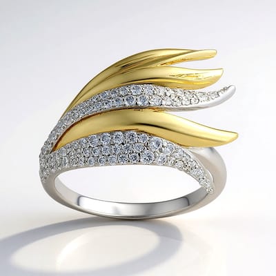 Cavill - Moderne Zilveren Ring - 925 Sterling Zilver - Pavé Zirkonia's 0,554 ct - Elegante Golvend Design - Dames Sieraden