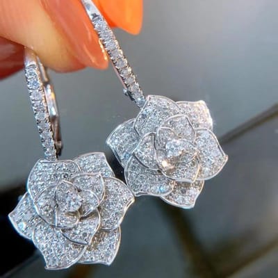 POMOiii Prachtige Bloem Dangle Oorbellen Vrouwen Bruiloft Engagement Dance Party Esthetische Accessoires Nieuwe Trendy Sieraden