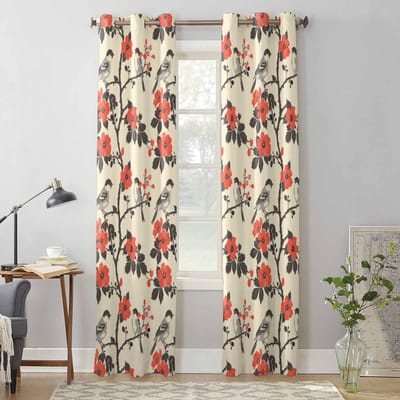 Plant Bloem Vogel Tak Raamgordijnen voor Woonkamer Luxe Slaapkamer Gordijn Keuken Jaloezieën Draperieën Gordijnen 135W x 60H(cm) x1 white