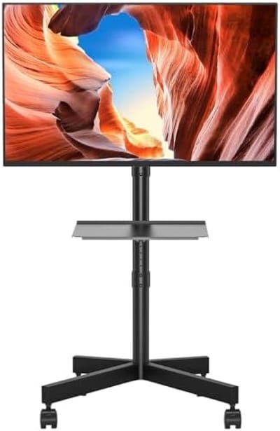 PromoHome Mobiele TV Standaard met Verstelbare Hoogte en Mediaplank